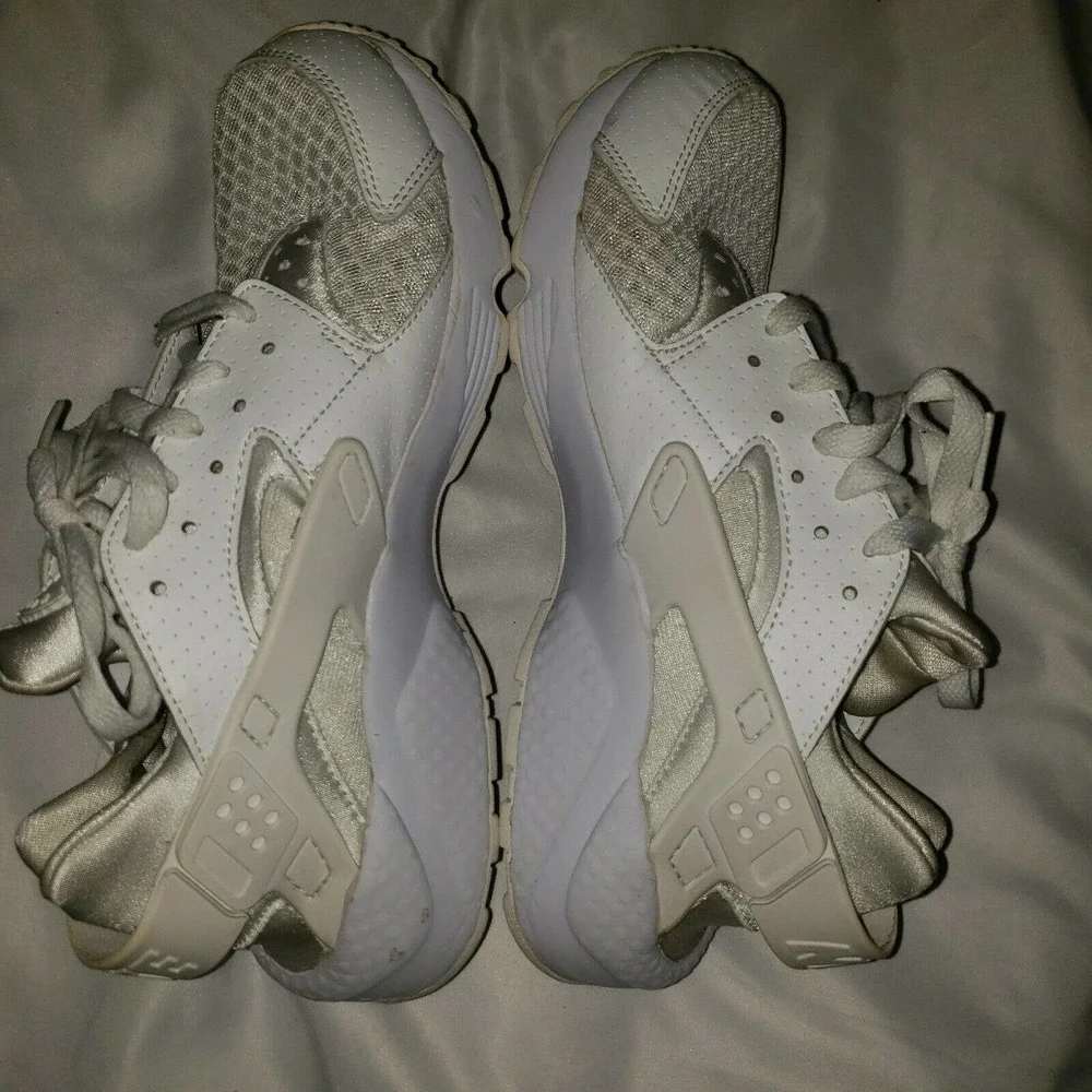 Nike Mens 318429 111 Air Huarache Lace Up Low Top White Sneaker Shoes Size 8‎